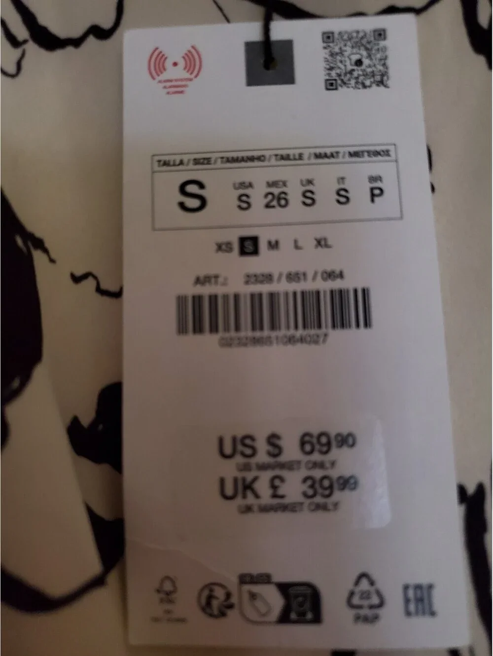 NWT Zara Black/cream Small Dress - Picture 3 of 3